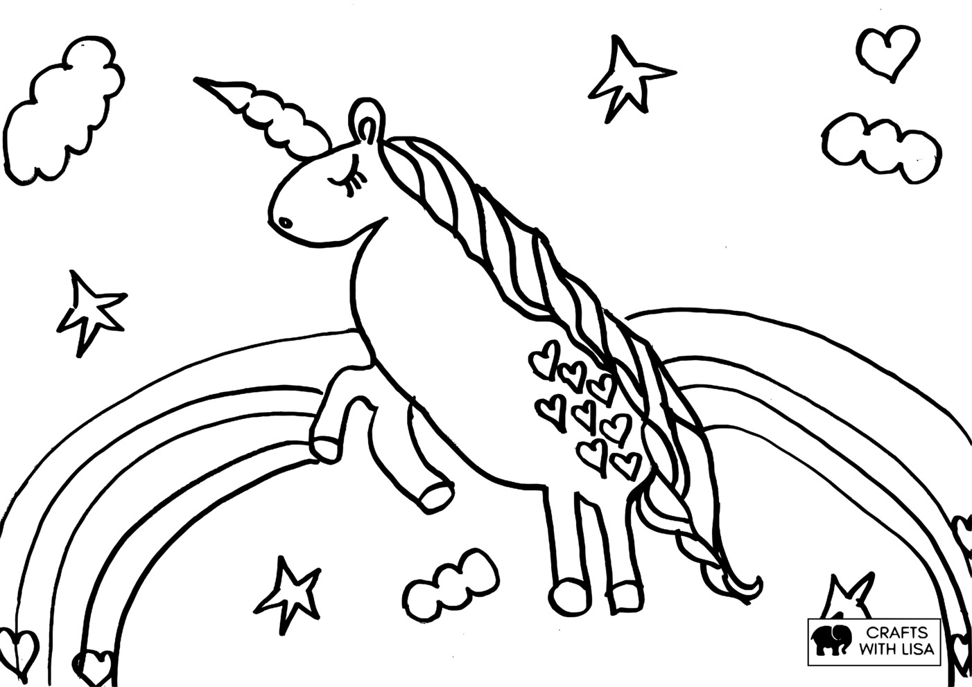 rainbow black and white coloring page