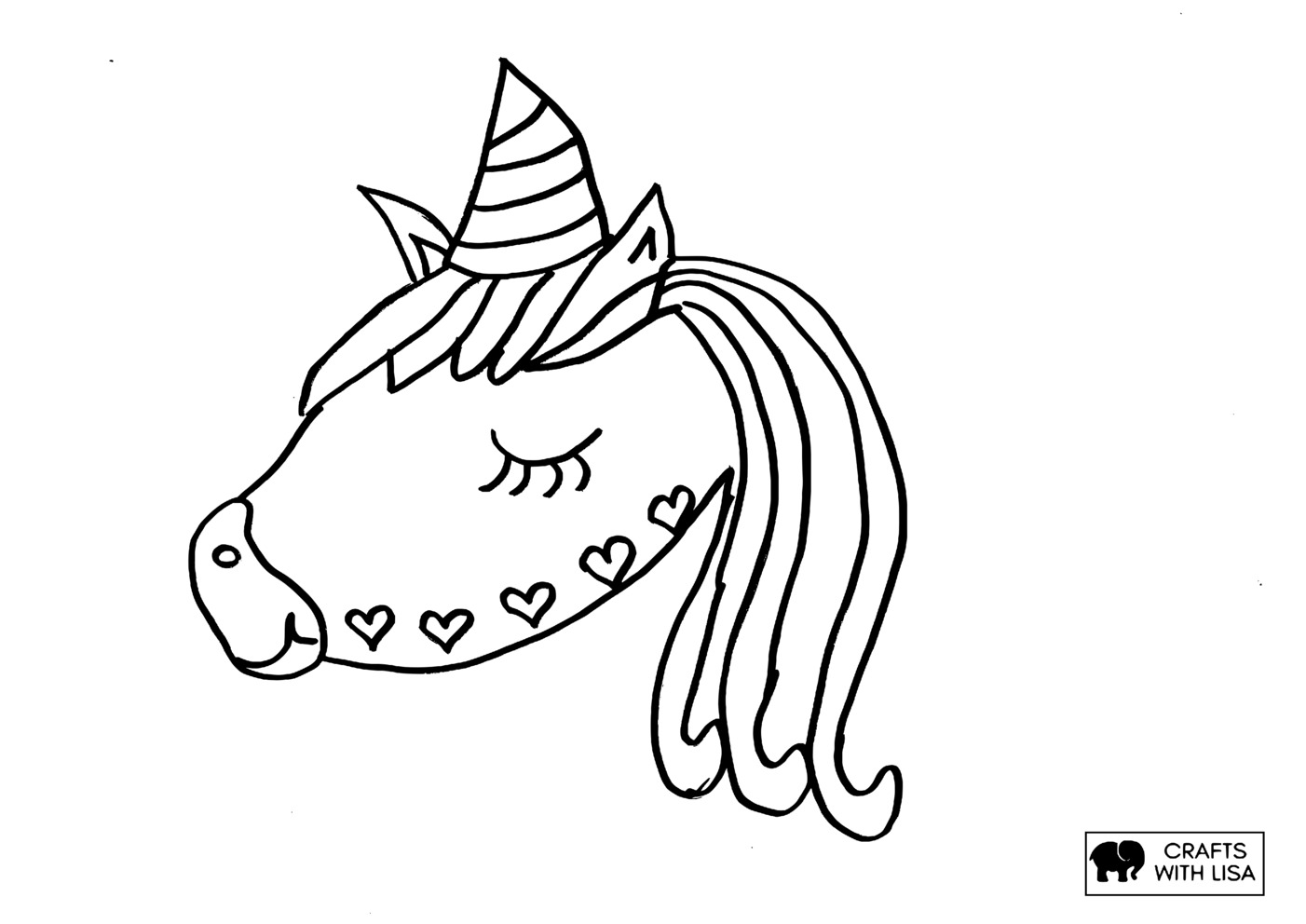 unicorn head coloring page